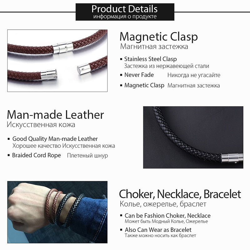 Classic Men Women Leather Choker Necklace