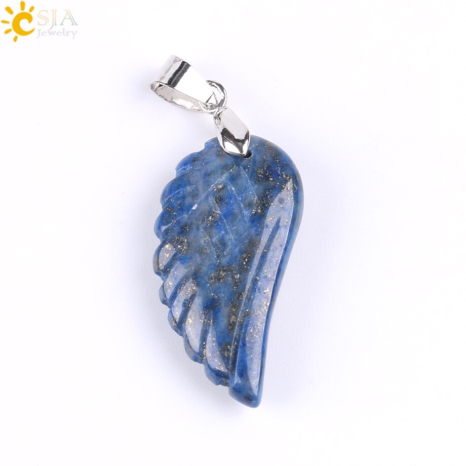 Natural Gem Stone Angel Wing Necklaces & Pendants
