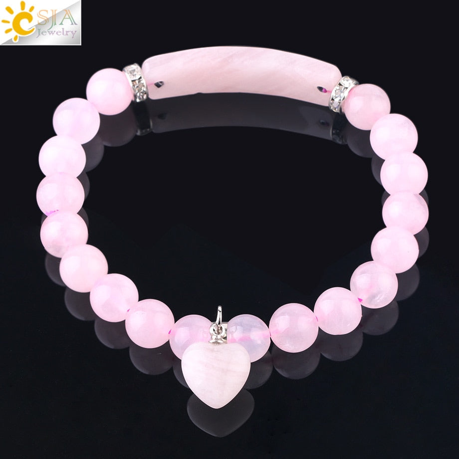 Natural Stone Pink Crystal Bracelet for Women