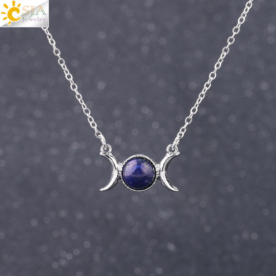 Vintage Crescent Clavicle Necklace Moon Sun