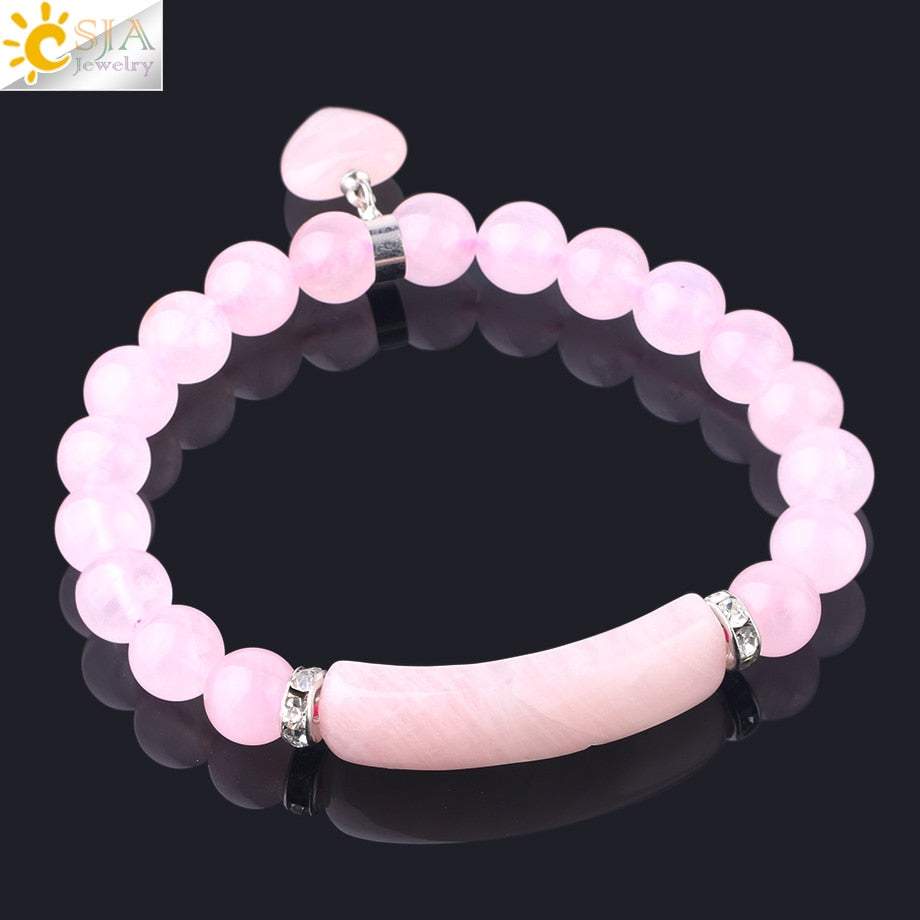 Natural Stone Pink Crystal Bracelet for Women