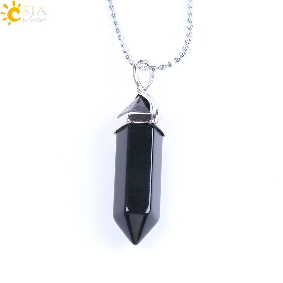 Raw Pink Purple Gem Crystals Necklace Hexagonal