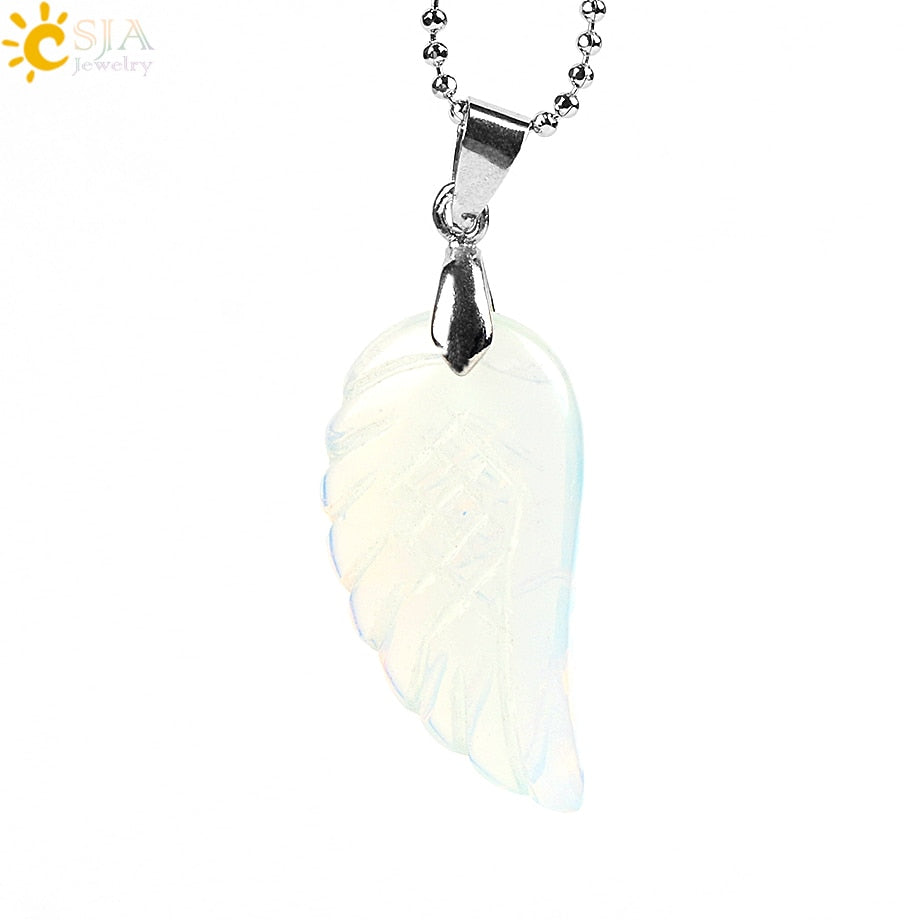 Natural Gem Stone Angel Wing Necklaces & Pendants