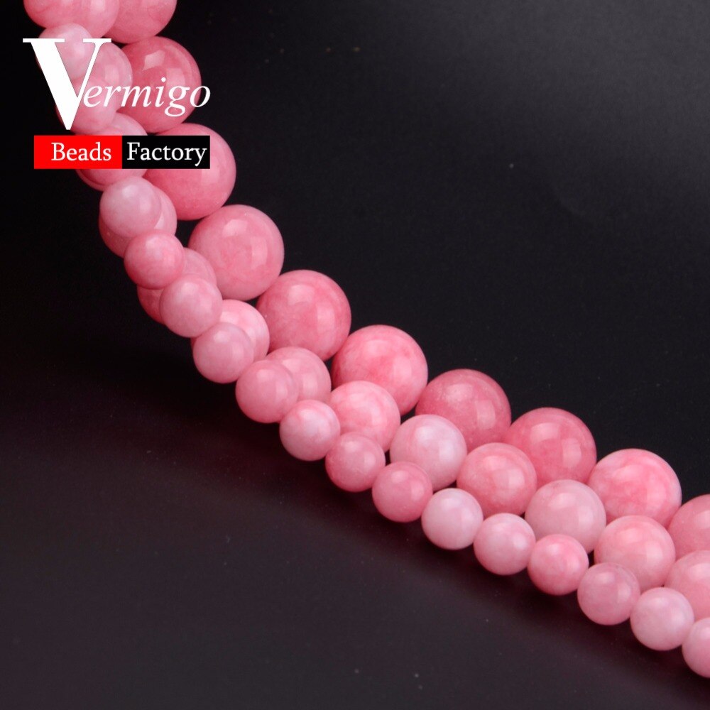 Pink Jades Stone Beads Natural Stone Round