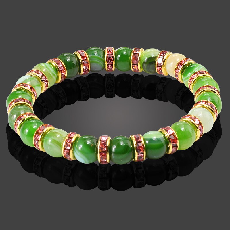 Round Beads Bracelets Bangles Women Crystal