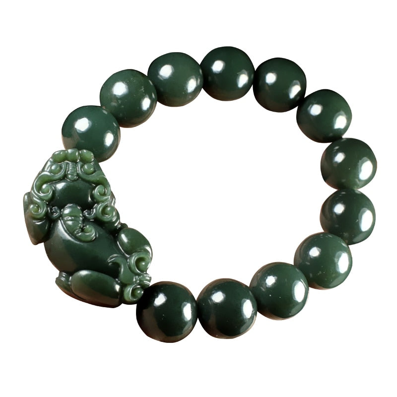 Natural Green Hetian Jade Bracelet Men and Women