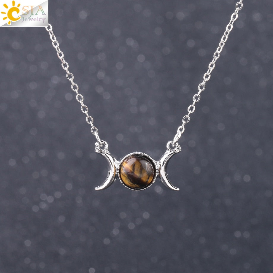 Vintage Crescent Clavicle Necklace Moon Sun