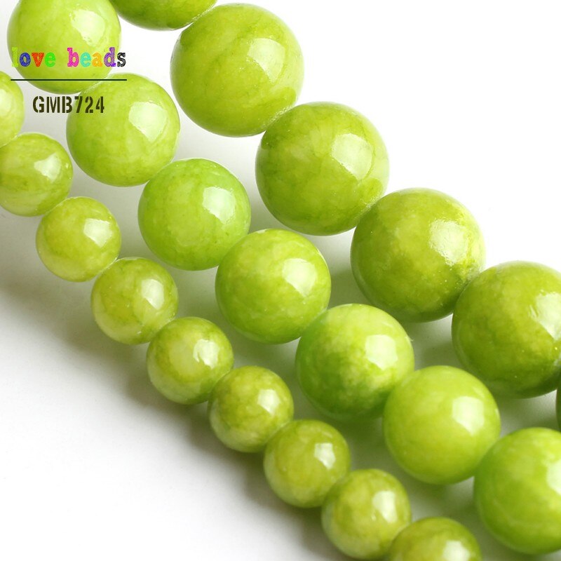 Lemon Green Stone Beads Jades Round Beads for Jewelry