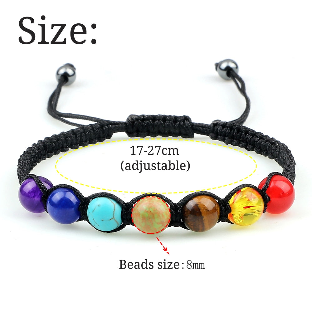 Charm 7 Chakra Braided Bracelet Adjustable Lava