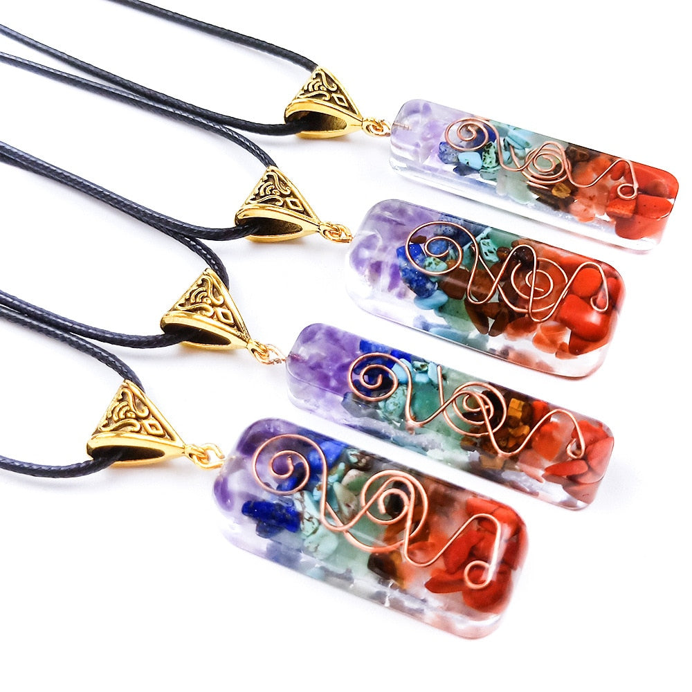 Healing 7 Chakra Orgone Crystal Energy Necklaces