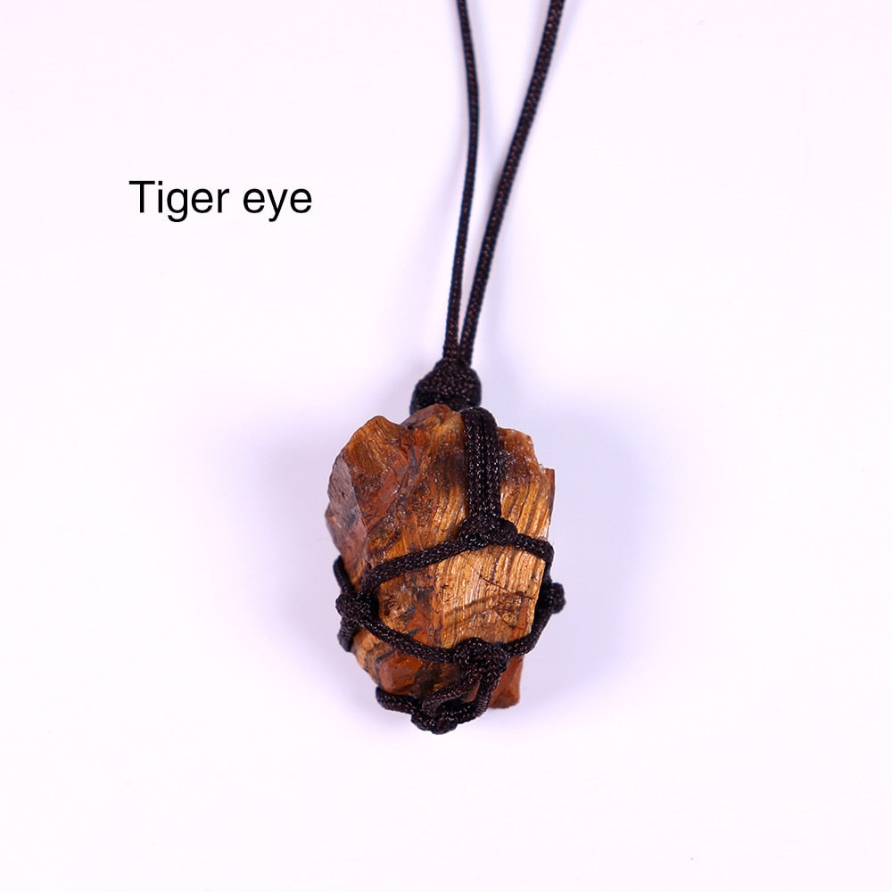 Natural Crystal Quartz Raw Net pocket pendant Crystal