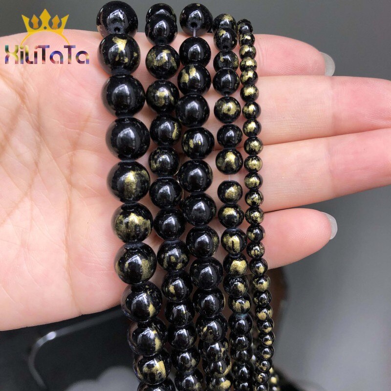 Natural Stone Black Lapis Lazuli Jades Loose Spacer