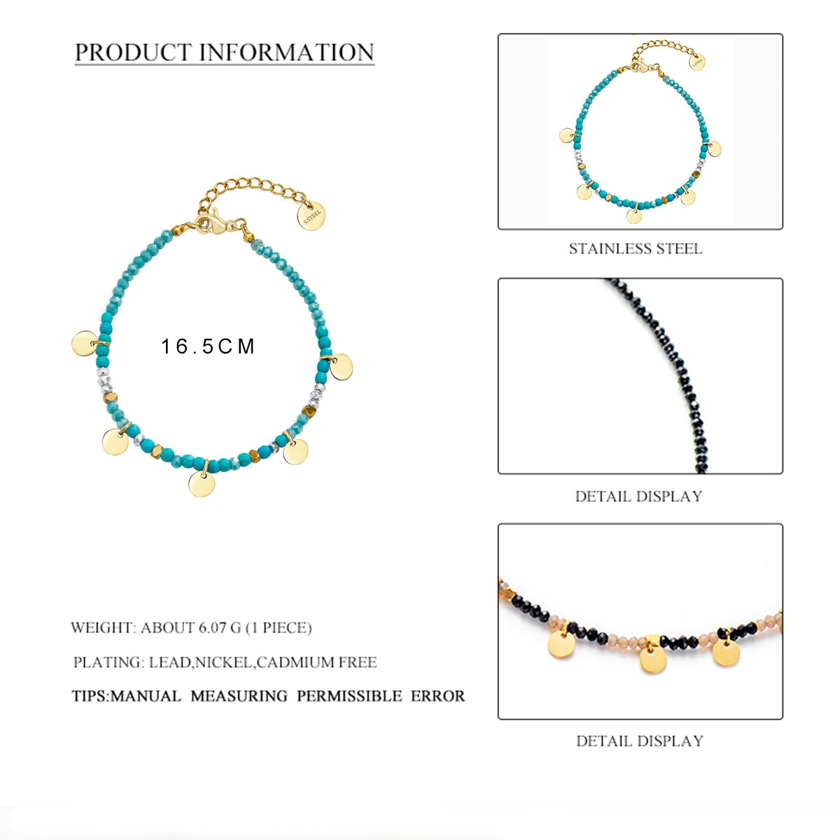 Beaded Bracelet Five Colors Round Bracelet