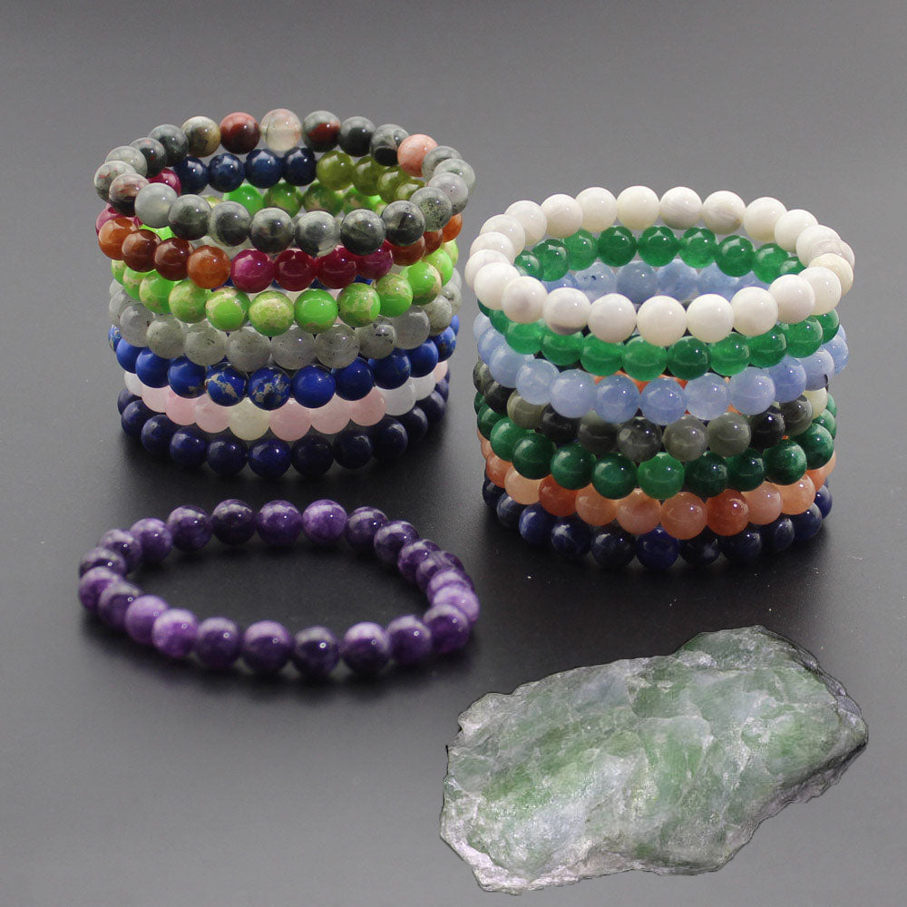 8mm Natural Stone Quartz Bracelets Healing Energy