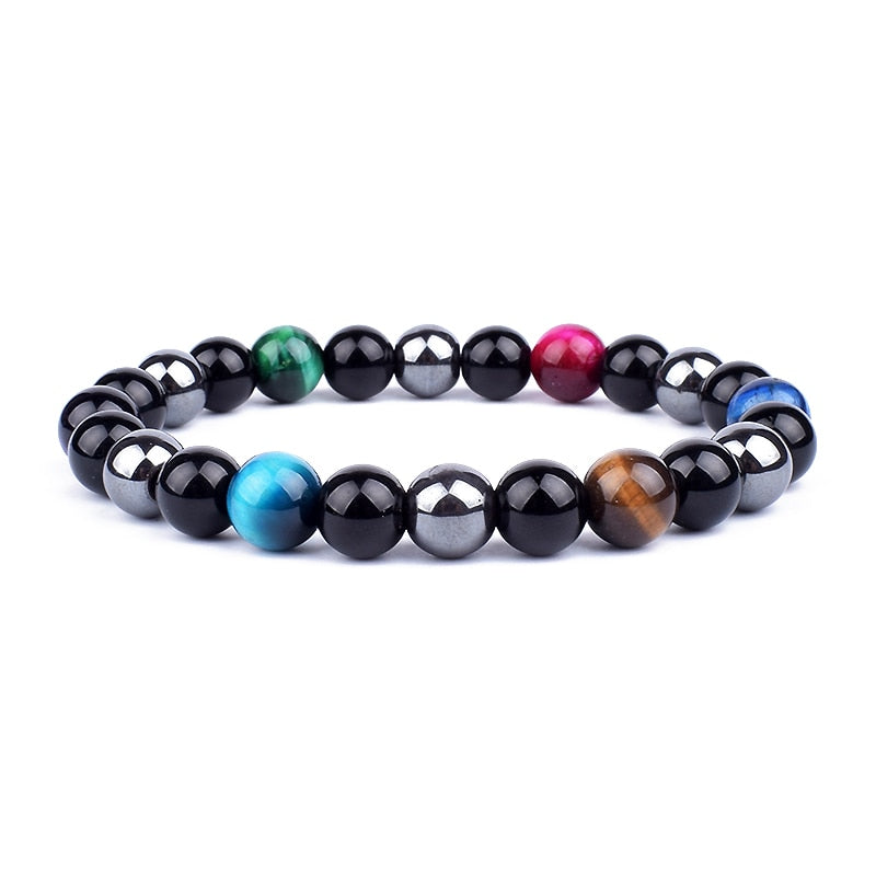 Men Bracelets 10mm Natural Stone Black Onyx
