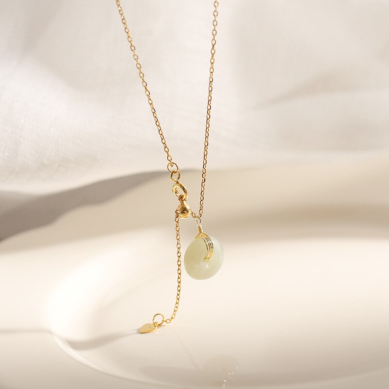 Ruifan Round Natural Hetian Jade Pendant Necklaces