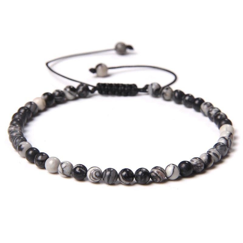Adjustable 4MM Stone Beads Bracelet For Women