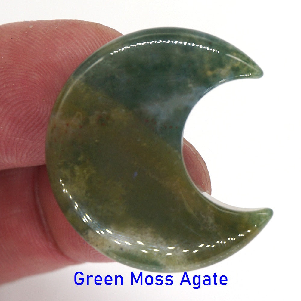 Moon Shaped Statue Natural Crystal Stone Colorful