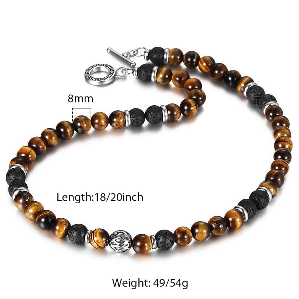 Stone Tiger Eyes Lava Bead Necklace Beaded Choker