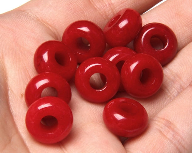 Wholesale Big Hole Bead Pendant Natural Round Jades
