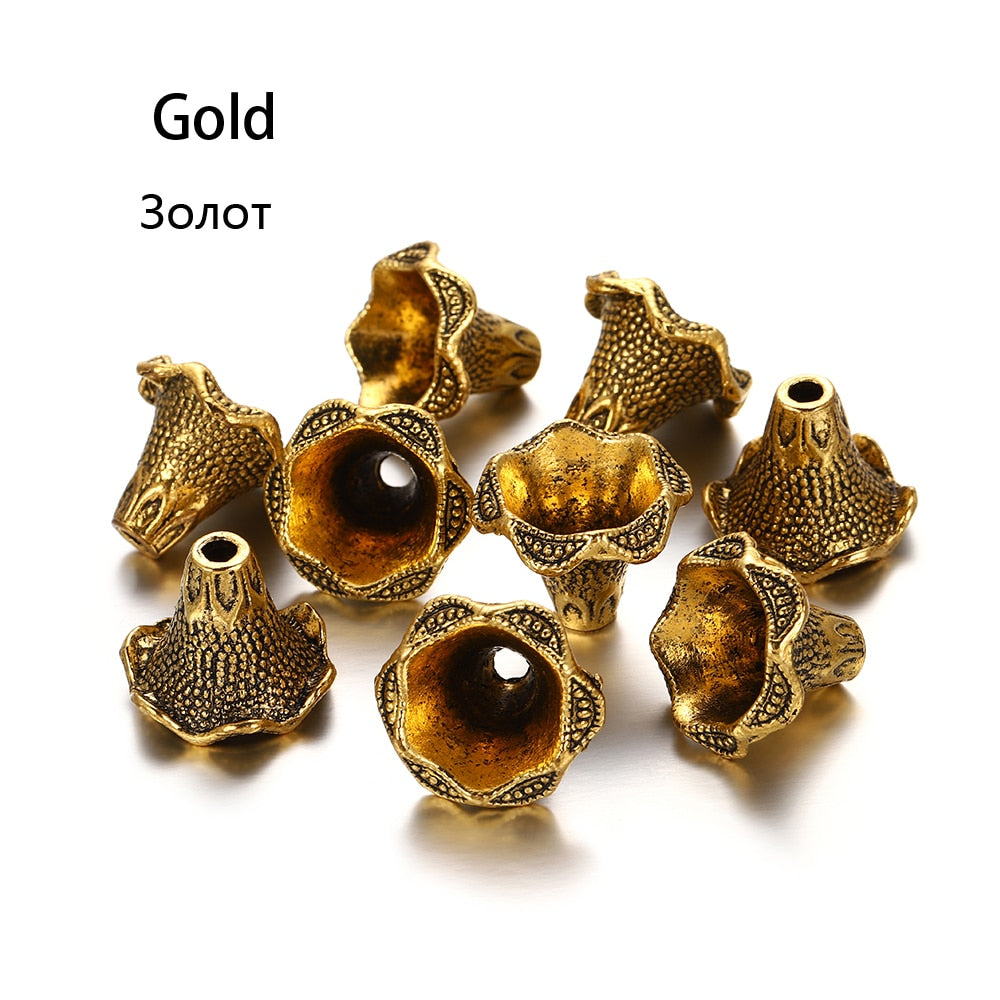 Hollow Flower Beads Caps Various Shapes