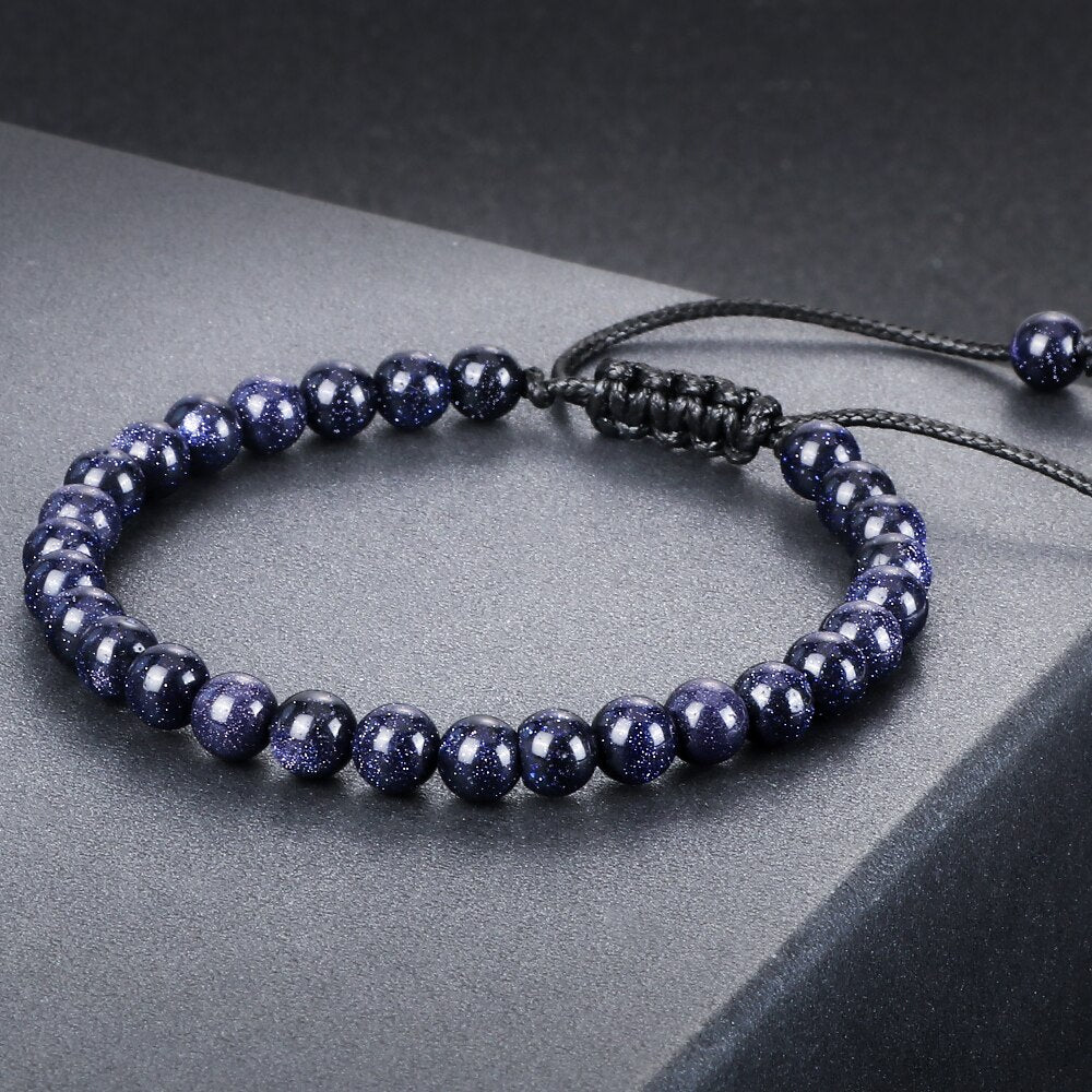Natural Sandstone Bracelet Bangle Blue Green Goldstone