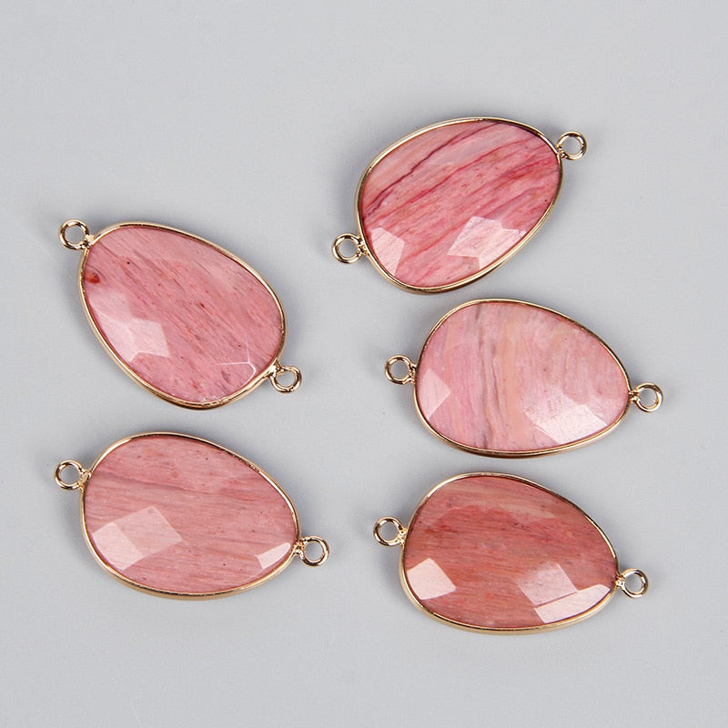 Double Sided Faceted Natural Stone Slice Charm