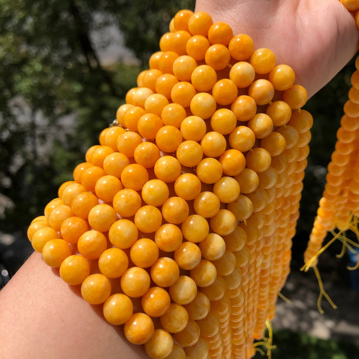 Natural Yellow Beeswax Jades chalcedony Stone Beads