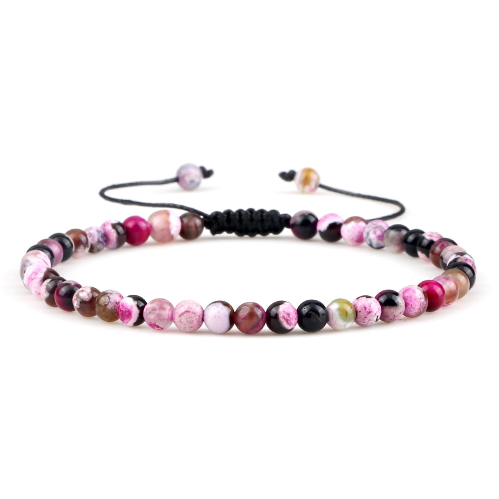 Mini Beads Bracelets for Women Men Round Agates