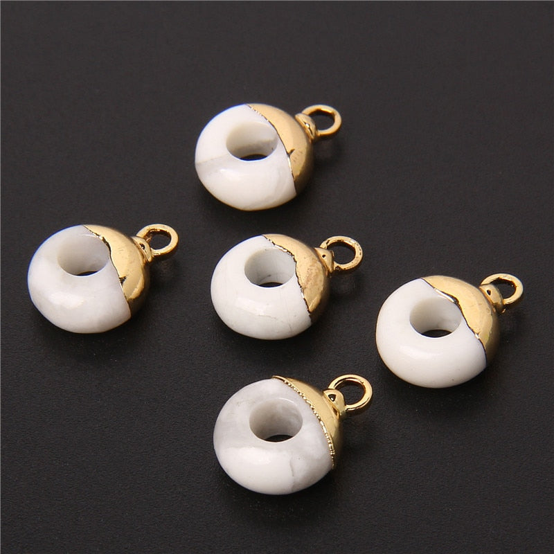 Big Hole Round Stone Beads Charms Jades
