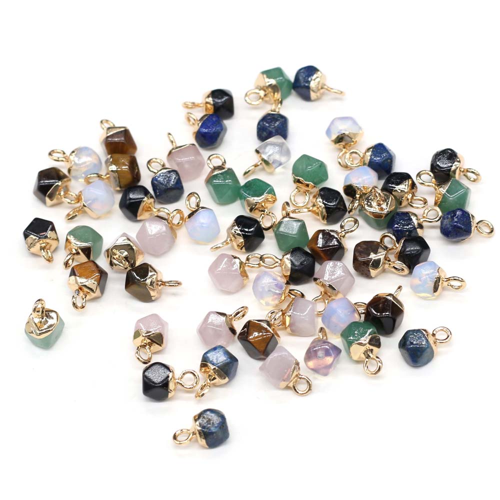100% Natural Stone Pendant Polygon Shape Faceted