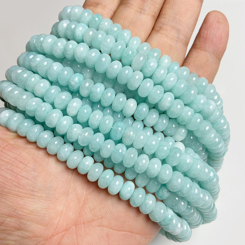 Stone Rondelle Beads Jaspers Jade Spacer Round Flat Bead