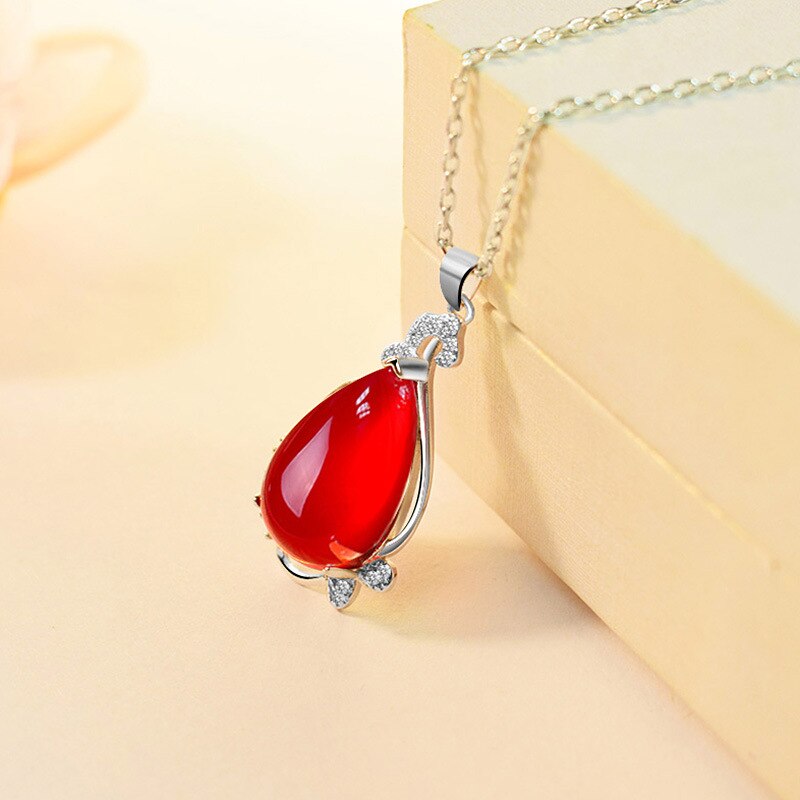 Natural Green Jade Chalcedony Water Drop Pendan