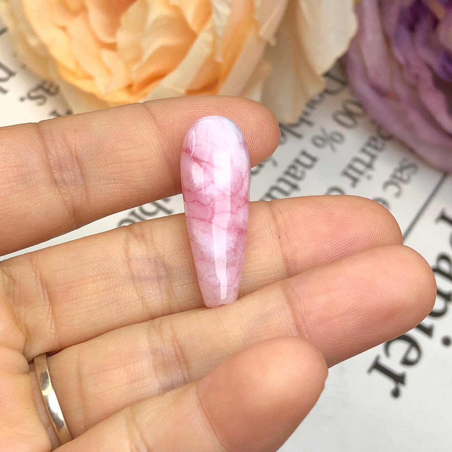 Faceted Pink White Chalcedony Jades Stone Water