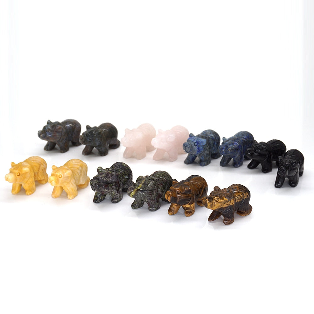 Bear Statue Natural Stone Hand Carved Figure Room
