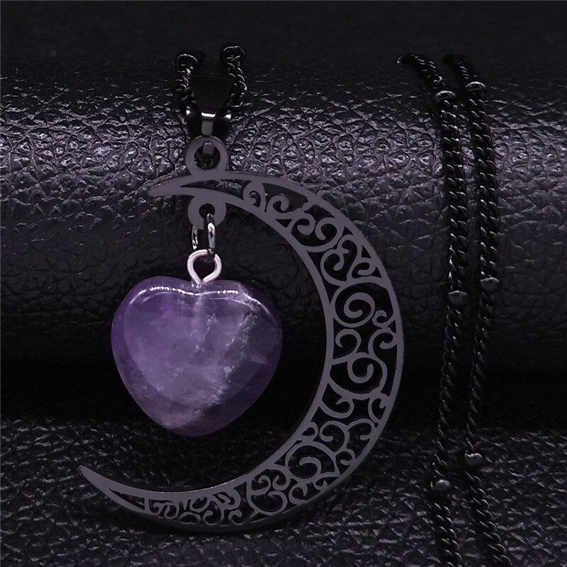 Black Color Stainless Steel Natural Stone Charm