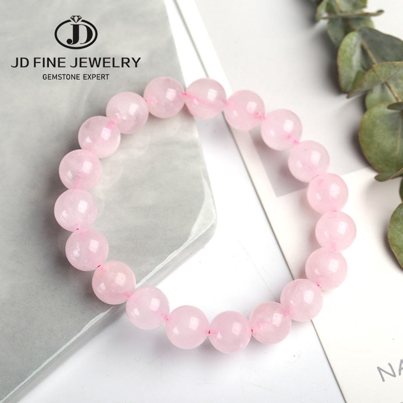 JD Natural Smooth Rose Quartz Women Bracelets