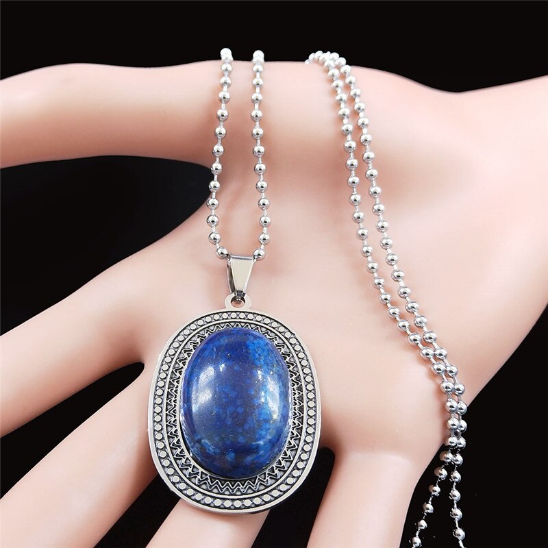 Natural Stone Lapis Lazuli Big Long Bohemia Charm