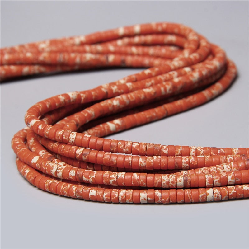 Natural Rondelle Stone Beads Flat Round Jaspers