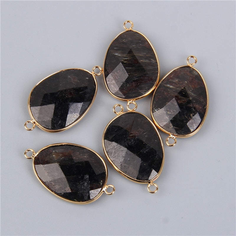 Double Sided Faceted Natural Stone Slice Charm
