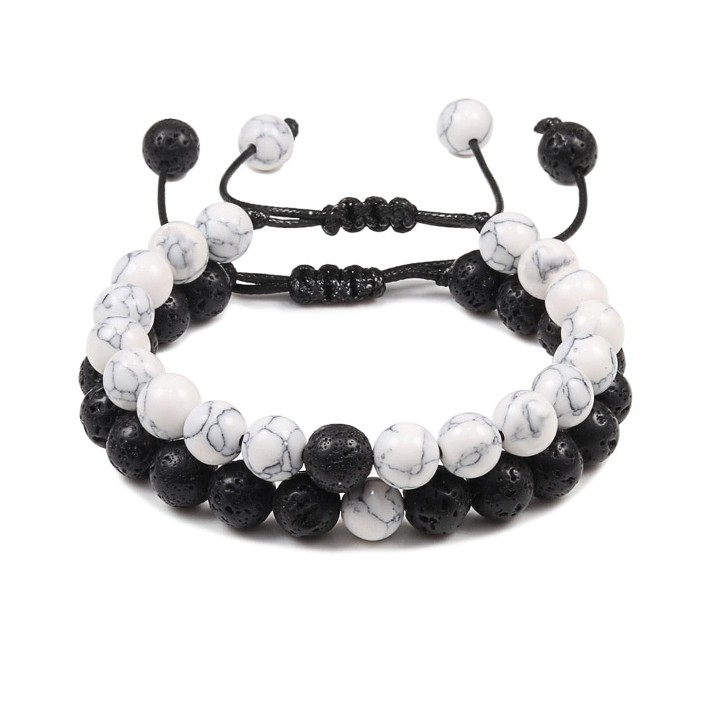 Braided Bracelets Men Natural Stone Lava Bead