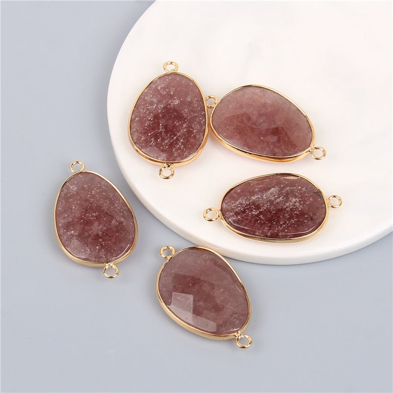 Double Sided Faceted Natural Stone Slice Charm