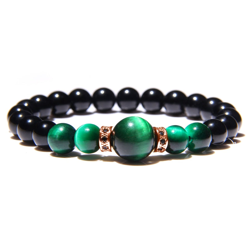 Natural Stone Bracelets Men Royal Blue Tiger Eye