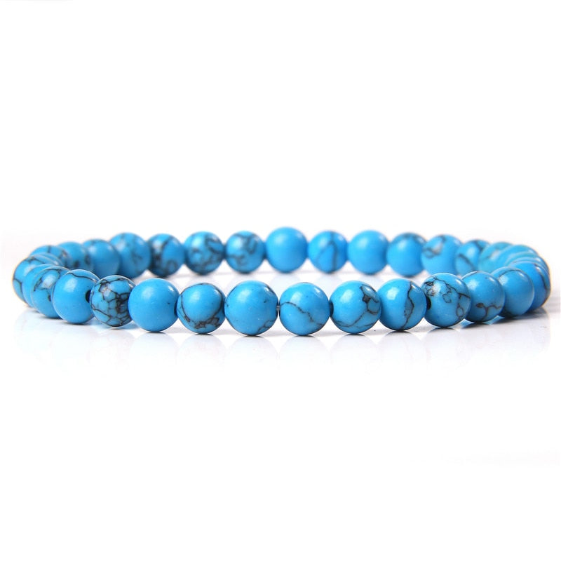 Natural Stone Blue 6MM Beads Bracelets For Women