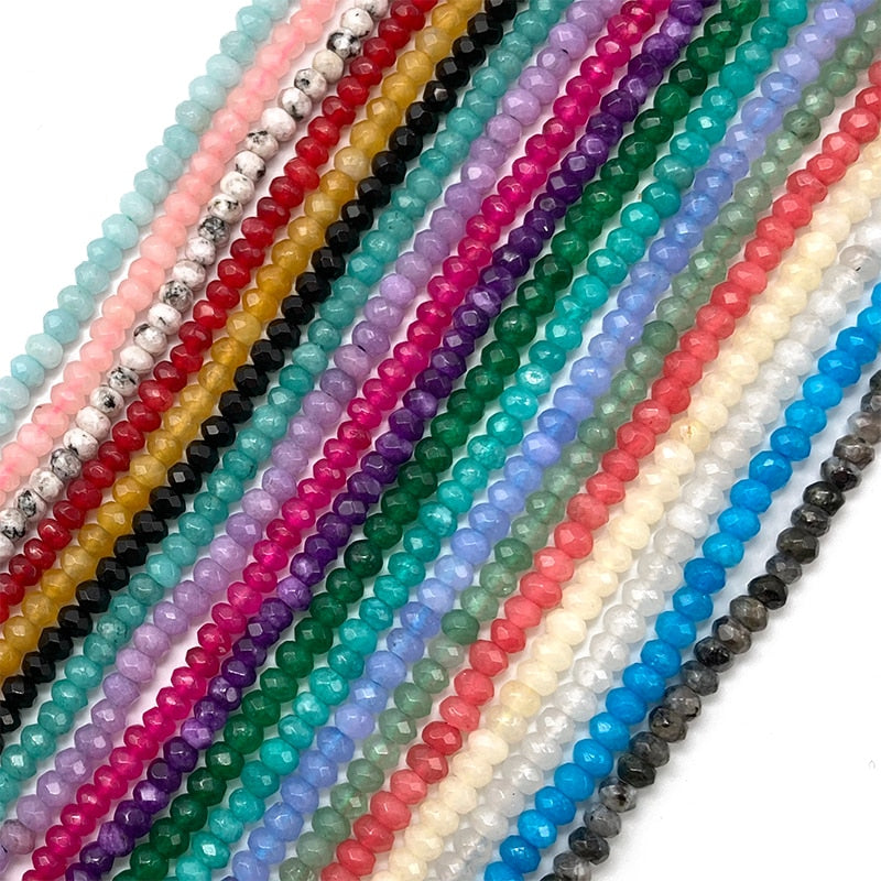 2-4mm Natural Stone Jades Faceted Flat Spacer