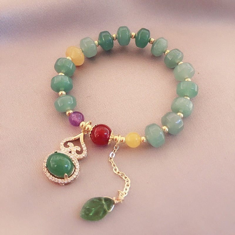 Gourd Shape Natural Agate Jade Beaded Bracelets