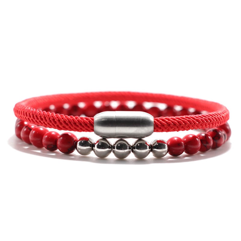 Bracelet Homme Lucky Red Thread Magnet Tiger Eye