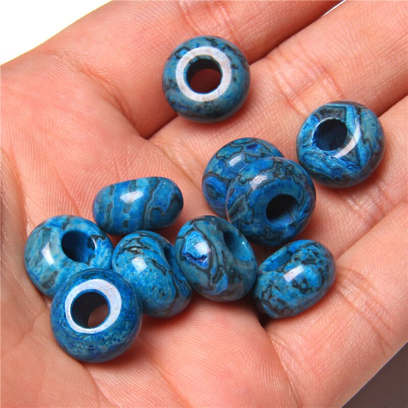 Stone Charms Pendant Spacer Round Big Hole Beads