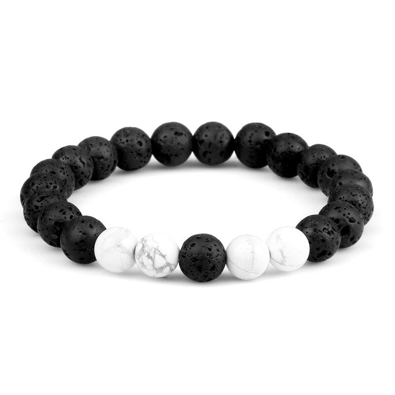 Couples Beaded Bracelet 8mm Natural Black Lava
