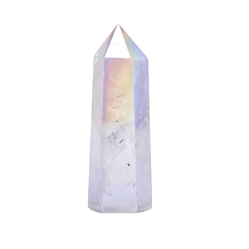 Natural Aura Clear Quartz Crystal Point Wand Healing